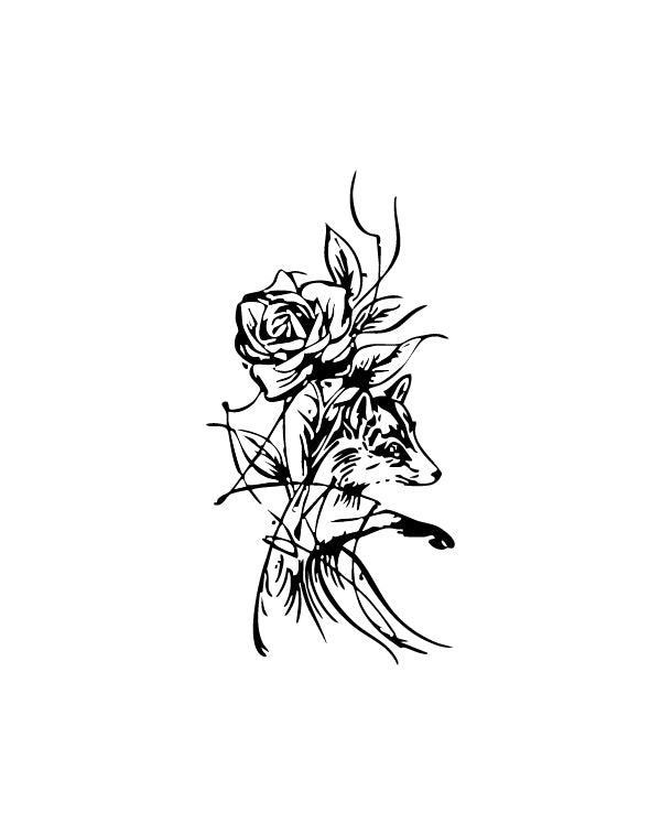 Wolf Rose - TEMPOINK Temporary Tattoo